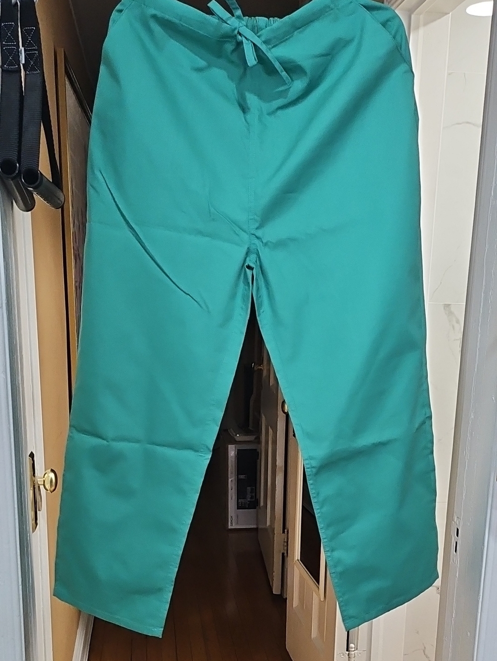 Teal Green Medical Scrub Unisex Top/Pants - Drawstring Waist Set